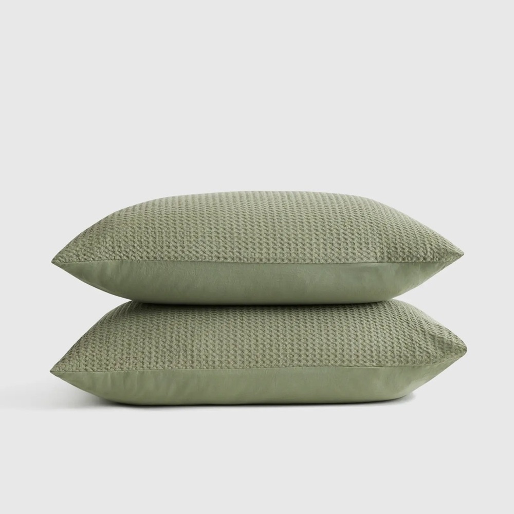 NWOT QUINCE Organic Luxe Honeycomb Sham Set King Olive 20